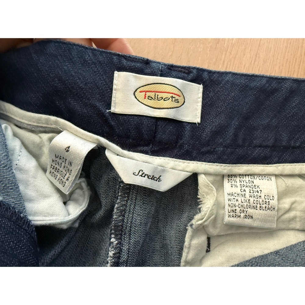 Talbots Womens Size 4 Dark Wash Stretch Denim Straight Leg Trousers Blue Pants - Picture 3 of 8